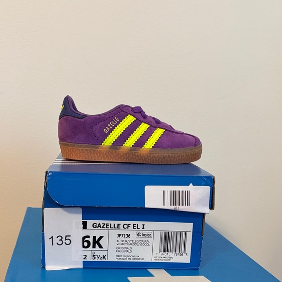 Adidas Gazelle Kids' Purple and Yellow Sneakers - Picture 2 of 4